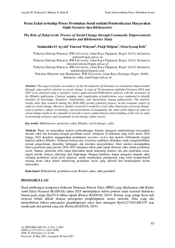 Peran Zakat terhadap Proses Perubahan Sosial melalui Pemberdayaan Masyarakat Studi Narrative dan Bibliometrics.pdf Peran Zakat terhadap Proses Perubahan Sosial melalui Pemberdayaan Masyarakat Studi Narrative dan Bibliometrics.pdf