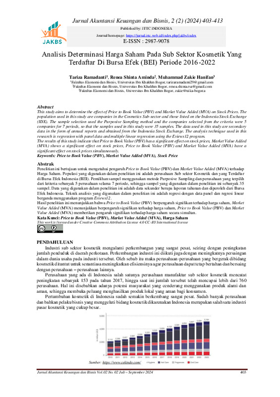 Analisis Determinasi Harga Saham Pada Sub Sektor Kosmetik Yang Terdaftar Di Bursa Efek (BEI) Periode 2016-2022.pdf Analisis Determinasi Harga Saham Pada Sub Sektor Kosmetik Yang Terdaftar Di Bursa Efek (BEI) Periode 2016-2022.pdf