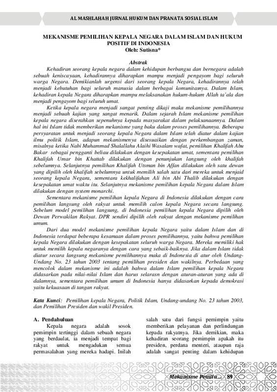 Mekanisme Pemilihan Kepala Negara Dalam Islam Dan Hukum Positif Di Indonesia.pdf