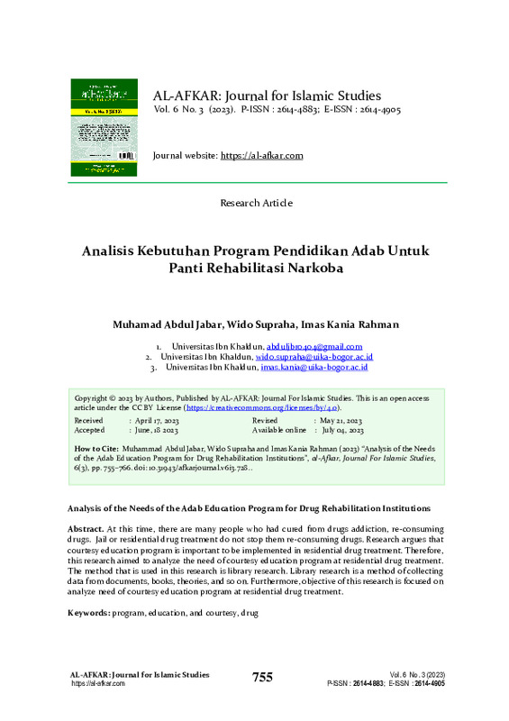 Analysis of the Needs of the Adab Education Program for Drug Rehabilitation Institutions.pdf Analysis of the Needs of the Adab Education Program for Drug Rehabilitation Institutions.pdf