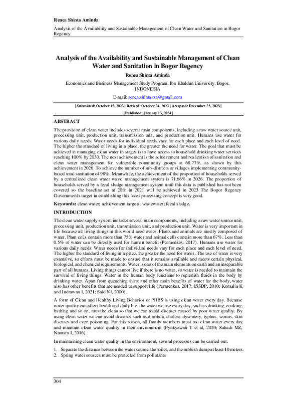 Analysis of the Availability and Sustainable Management of Clean Water and Sanitation in Bogor Regency.pdf
