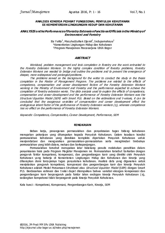 The Performance of Forestry Extension Functional Officials in the Ministry of Environment and Forestry.pdf