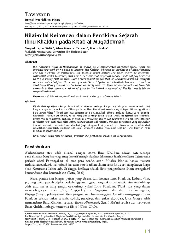 Nilai-nilai Keimanan dalam Pemikiran Sejarah Ibnu Khaldun pada Kitab al-Muqaddimah.pdf