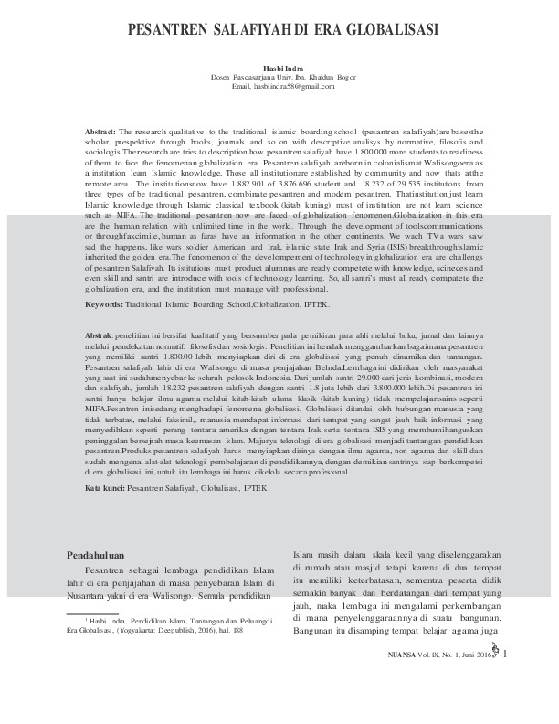 Pesantren Salafiyah di Era Globalisasi.pdf