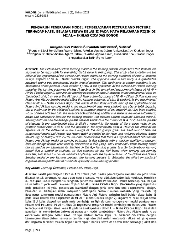Pengaruh Penerapan Model Pembelajaran Picture And Picture Terhadap Hasil Belajar Siswa Kelas Ii Pada Mata Pelajaran Fiqih Di Mi Al–Ikhlas Cicadas Bogor.pdf