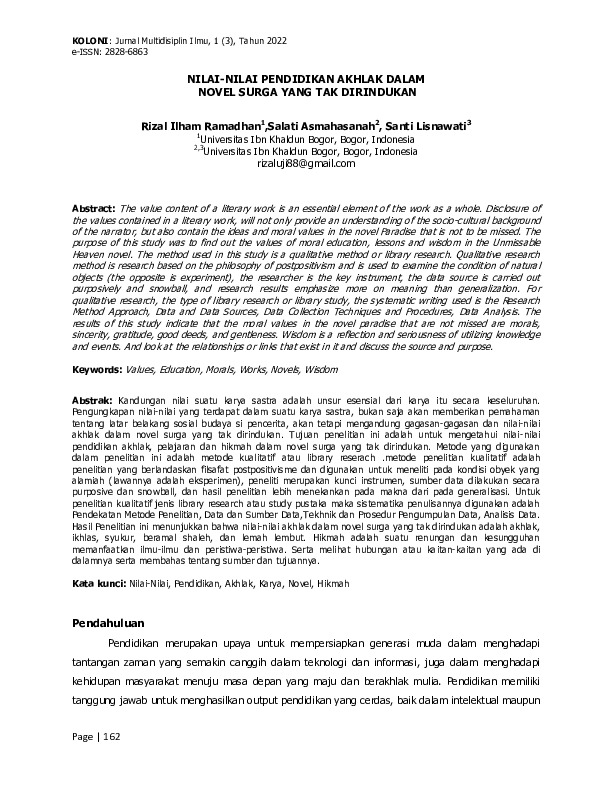 NILAI-NILAI PENDIDIKAN AKHLAK DALAM NOVEL SURGA YANG TAK DIRINDUKAN.pdf