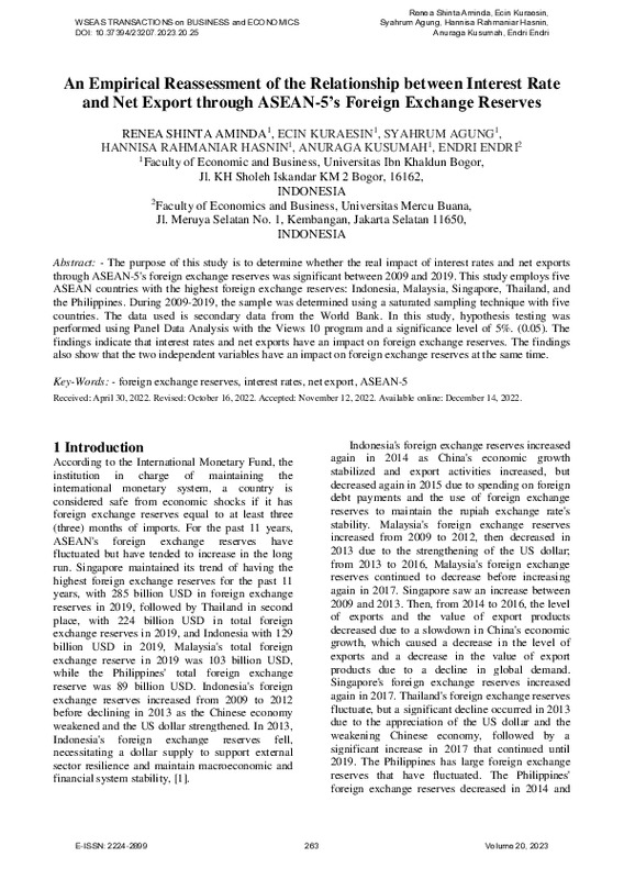 An Empirical reassessment of the relationship between interest rate and net export through ASEAN-5’s foreign exchange reserves.pdf