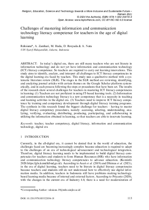Challenges of mastering information and communication technology literacy competence for teachers in the age of digital learning.pdf Challenges of mastering information and communication technology literacy competence for teachers in the age of digital learning.pdf