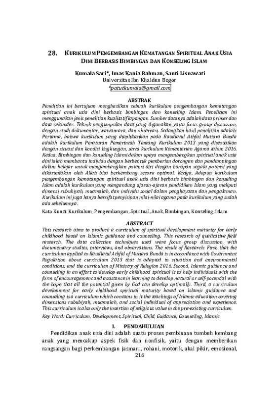 KURIKULUM PENGEMBANGAN KEMATANGAN SPIRITUAL ANAK USIA DINI BERBASIS BIMBINGAN DAN KONSELING ISLAM.pdf KURIKULUM PENGEMBANGAN KEMATANGAN SPIRITUAL ANAK USIA DINI BERBASIS BIMBINGAN DAN KONSELING ISLAM.pdf