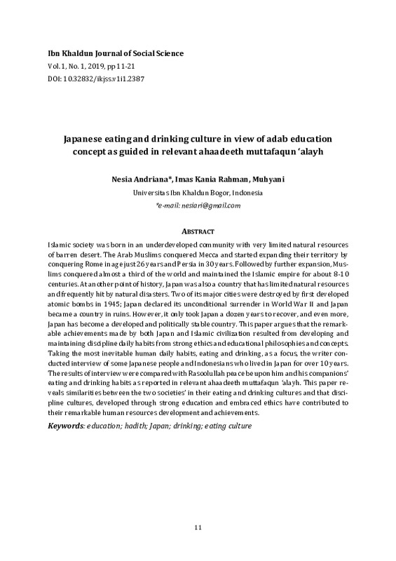 Japanese eating and drinking culture in view of adab education concept as guided in relevant ahaadeeth muttafaqun ‘alayh.pdf