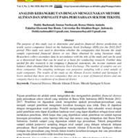 ANALISIS KEBANGKRUTAN DENGAN MENGGUNAKAN METODE ALTMAN DAN SPRINGATE PADA PERUSAHAAN SEKTOR TEKSTIL.pdf