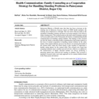 Health Communication Family Counseling as a Cooperation Strategy for Handling Stunting Problems in Pamoyanan District, Bogor City.pdf