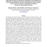 IMPLEMENTATION OF TRAINING METHODS AND COMPETENCY TESTS WAQF PROPERTY RECEIPT IMPLEMENTATION SCHEME SULTAN STATE ISLAMIC UNIVERSITY STUDENTS MAULANA HASANUDIN, BANTEN.pdf