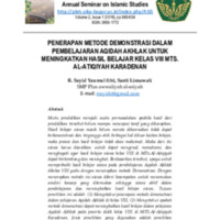 PENERAPAN METODE DEMONSTRASI DALAM PEMBELAJARAN AQIDAH AKHLAK UNTUK MENINGKATKAN HASIL BELAJAR KELAS VIII MTS. AL-ATIQIYAH KARADENAN.pdf