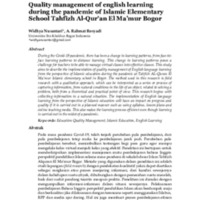 Quality management of english learning during the pandemic of Islamic Elementary School Tahfizh Al-Qur'an El Ma’mur Bogor.pdf