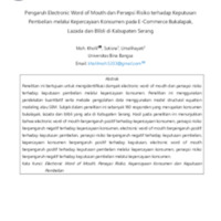 Pengaruh Electronic Word Of Mouth Dan Persepsi Risiko Terhadap Keputusan Pembelian Melalui Kepercayaan Konsumen Pada E-Commerce Bukalapak, Lazada Dan Blibli Di Kabupaten Serang.pdf