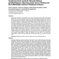 Implementasi metode Qiroati dalam pembelajaran Alquran pada siswa Mattayom di Solihuddin School Thailand Selatan.pdf