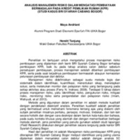 Analisis Manajemen Risiko Dalam Mengatasi Pembiayaan Bermasalah Pada Kredit Pemilikan Rumah (KPR)(Studi Kasus BRI Syariah Cabang Bogor).pdf