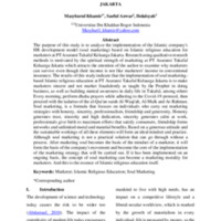 IMPLEMENTATION OF SOUL MARKETING BASED ISLAMIC RELIGIOUS EDUCATION AT PT ASURANSI TAKAFUL KELUARGA JAKARTA.pdf