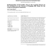 Implementation of Personality Tests in the Learning Process in Era 4.0 Based on the Concept of Pumping HR Model for the world of Education in Indonesia.pdf