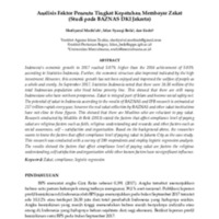 Analisis faktor penentu tingkat kepatuhan membayar zakat (studi pada BAZNAS DKI Jakarta).pdf