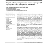 Pengaruh perilaku pemimpin terhadap motivasi kerja pegawai di lingkungan Sub Satker Bidang Hukum Polda Kaltim.pdf