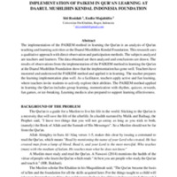 IMPLEMENTATION OF PAIKEM IN QUR'AN LEARNING AT DAARUL MUSHLIHIN KENDAL INDONESIA FOUNDATION.pdf