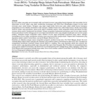 Pengaruh Current Ratio (CR) Net Profit Margin (NPM) Dan Return On Asset (ROA) Terhadap Harga Saham Pada Perusahaan Makanan Dan Minuman Yang Terdaftar Di Bursa Efek Indonesia ….pdf