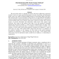 FACTORS INFLUENCING COOPERATIVE MEMBERS'INTENTION IN WAKAF AT KOPSYAH BMI LEUWILIANG, RAJEG AND CIAWI BRANCHES.pdf