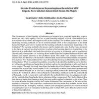 Metode Pembelajaran Kepemimpinan Rasulullah SAW Kepada Para Sahabat dalam Kitab Sunan Ibn Majah.pdf