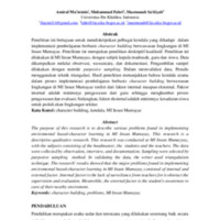 IMPLEMENTASI PEMBELAJARAN BERBASIS CHARACTER BUILDING BERWAWASAN LINGKUNGAN DI KELAS IV MI INSAN MUMAYAZ.pdf