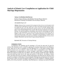 Analysis of Islamic Law Compilation on Application for Child Marriage Dispensation.pdf