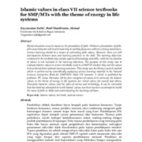 Islamic values in class VII science textbooks for SMPMTs with the theme of energy in life systems.pdf