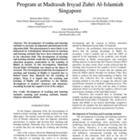The Development of Teaching and Learning Methods in Hadits in the Islamic Education Program at Madrasah Irsyad Zuhri Al-Islamiah Singapore.pdf