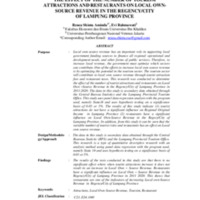 THE EFFECT OF THE NUMBER OF TOURISM ATTRACTIONS AND RESTAURANTS ON LOCAL OWN-SOURCE REVENUE IN THE REGENCYCITY OF LAMPUNG PROVINCE.pdf