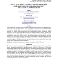 TOTAL QUALITY MANAGEMENT STRATEGY BASED ON AKHLAKUL KARIMAH IN REALIZING QUALITY EDUCATION AT SMPIT AL-MUFID.pdf
