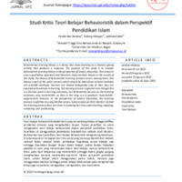 Studi Kritis Teori Belajar Behavioristik Dalam Perspektif Pendidikan Islam.pdf