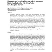 Kompetensi kepribadian guru PAI menurut kitab Adabul Alim Wa Muta’alim KH. Hasyim Asy’ari.pdf