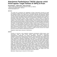 Manajemen pembelajaran tahfizh Alquran untuk ketercapaian target hafalan di SMPQ Al-Ihsan.pdf