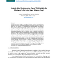 Analysis of the Decision on the Case of Wali Adhal in the Marriage of a Girl in the Bogor Religious Court.pdf