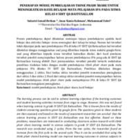 PENERAPAN MODEL PEMBELAJARAN THINK PHAIR SHARE UNTUK MENINGKATKAN HASIL BELAJAR MATA PELAJARAN IPA PADA SISWA KELAS 4 SDIT QA BAITUSALLAM.pdf