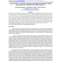 Analysis Of The Use Of Altman, Springate And Zmijewski Models In Predicting Financial Distress In Perumda Tirta Pakuan Bogor City.pdf